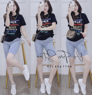 bán sỉ áo thun nữ cổ tròn in chữ cao cấp